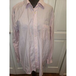Faded Glory Men's Pink/White Striped Button Down L Preppy Valentine Church Date